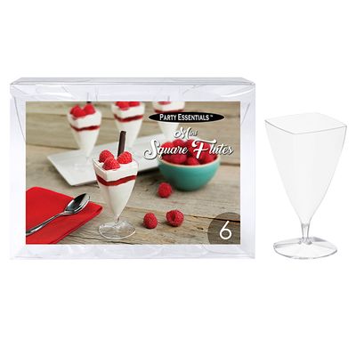 Mini Square Flutes Clear 3oz - 6ct