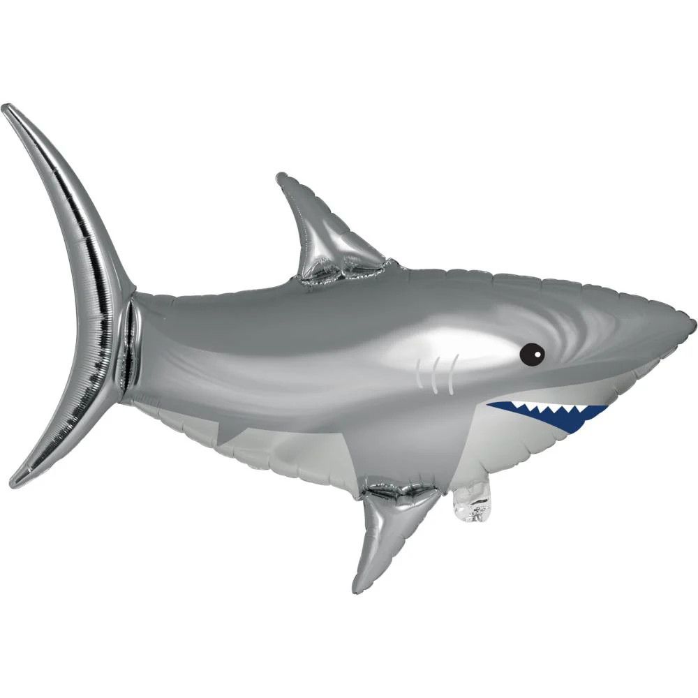 Shark Party - 18&quot; Foil Helium Balloon, Ribbon