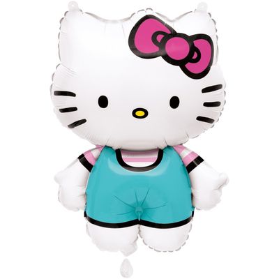 Hello Kitty Shaped Giant - 25&quot;  Helium Filled Foil Shaped Balloon, Ribbon
