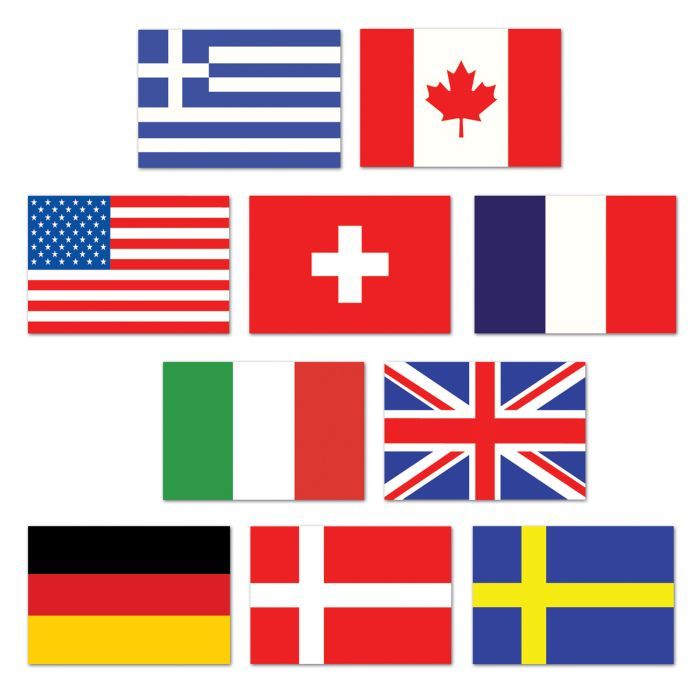 International Mini Flag Cutouts 10ct