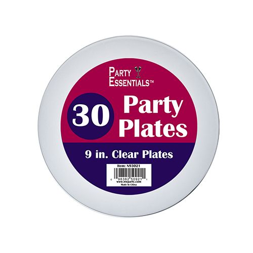 Premium Plastic Plate 9&quot; - Clear 30ct