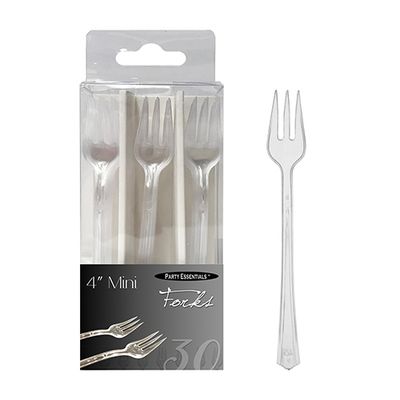 Mini Forks 4&quot; Clear - 30ct