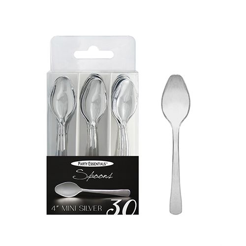 Mini Spoons 4&quot; Silver - 30ct