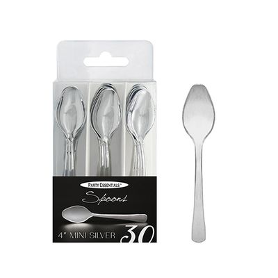 Mini Spoons 4&quot; Silver - 30ct