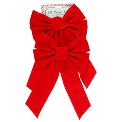 Red Velvet Bow 5 Loops 2pk 9&quot; X 16&quot;