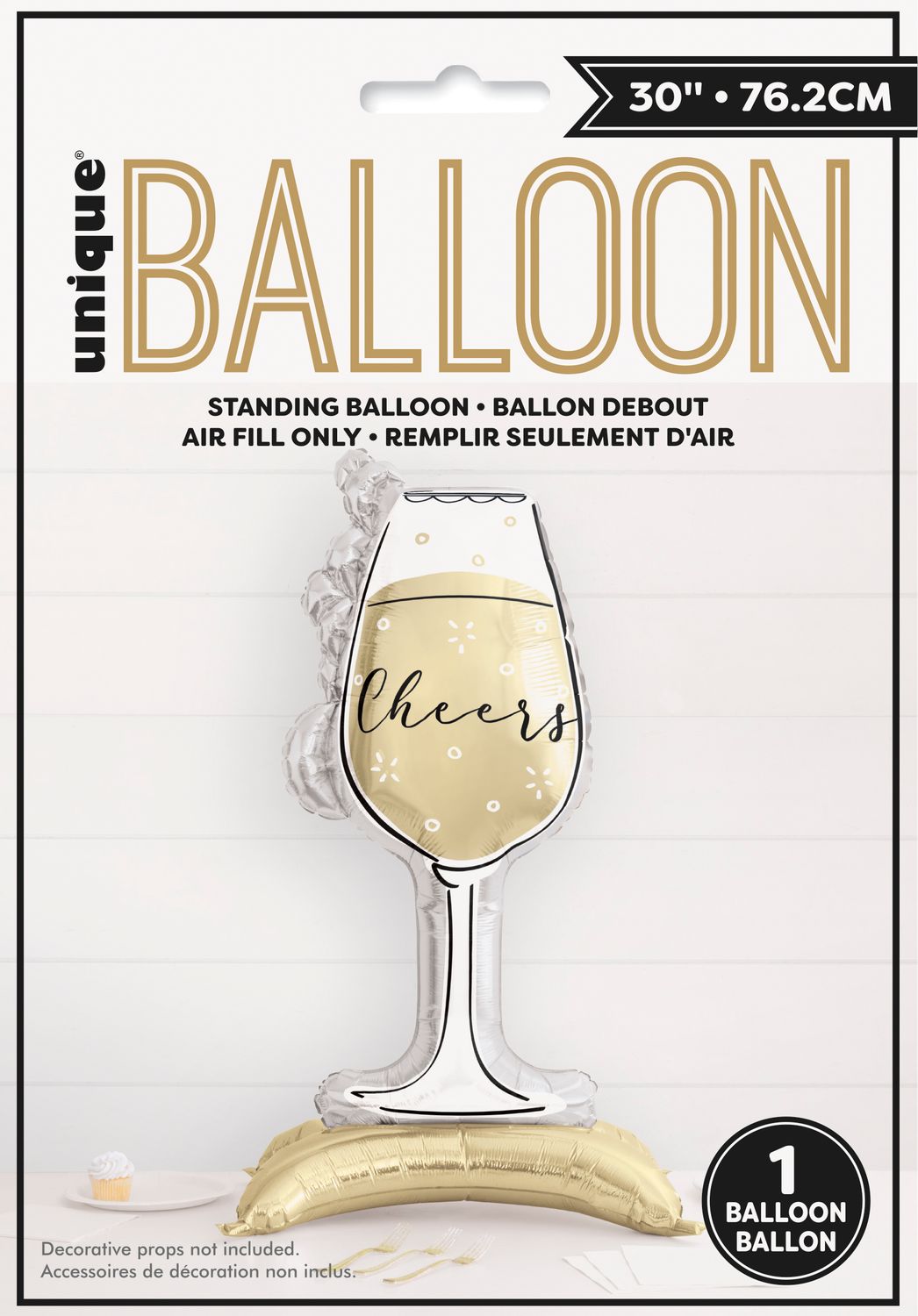 Toast To New Years - Air Filled Glass Shaped Foil Balloon Centerpiece