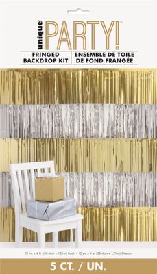 Gold &amp; Silver Foil Fringe Backdrop Kit