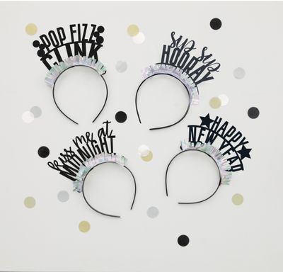 Black, Gold &amp; Silver New Years Party Headbands