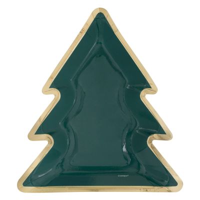 Holly Days - Foil Stamp 8&quot; Tree Shaped Plate 8 Ct