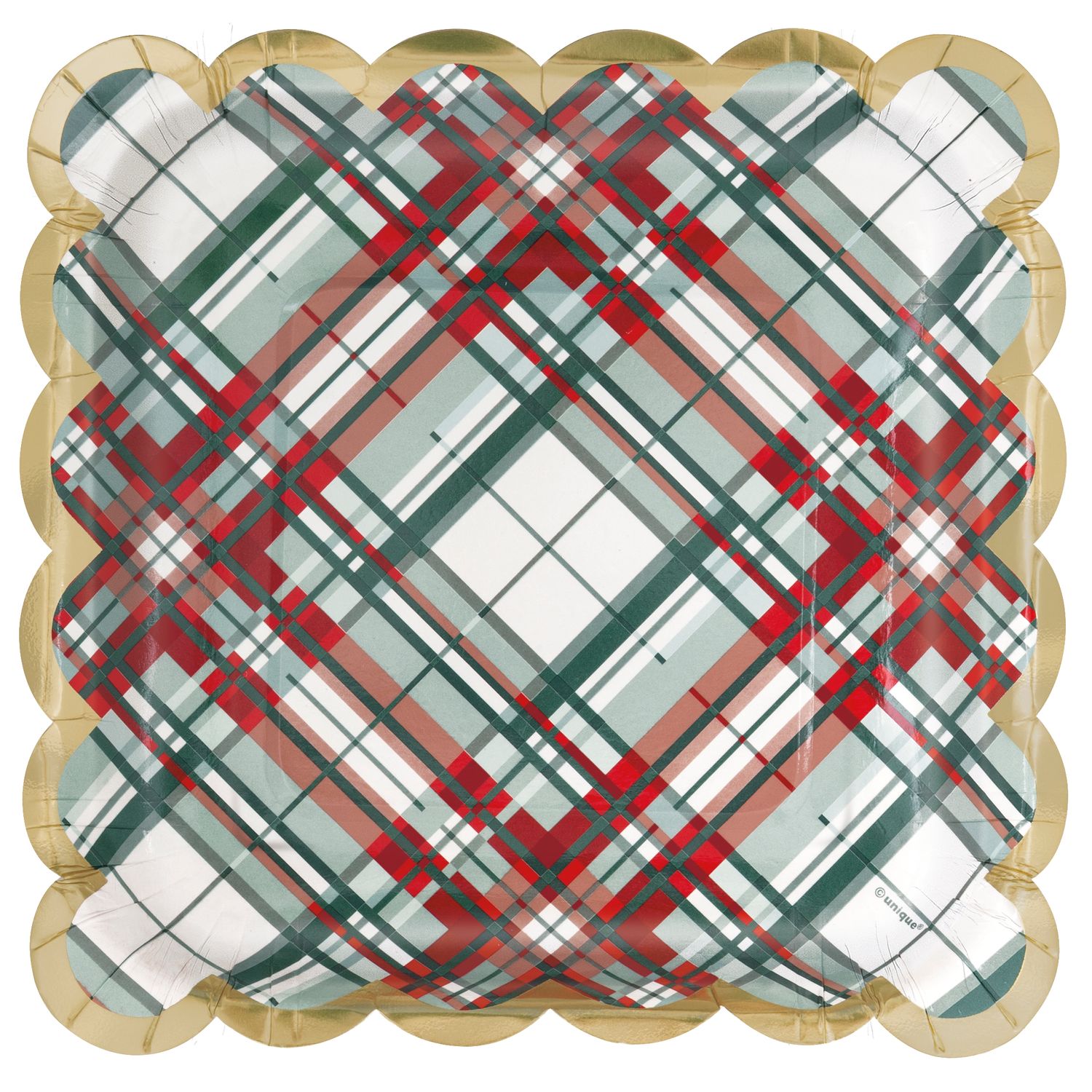 Holly Days - Foil Stamp 7&quot; Square Dessert Plate 8 Ct