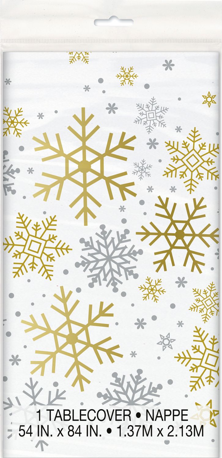 Holiday Snowflakes - Plastic Table Cover 54&quot; X 84&quot;