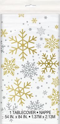 Holiday Snowflakes - Plastic Table Cover 54&quot; X 84&quot;