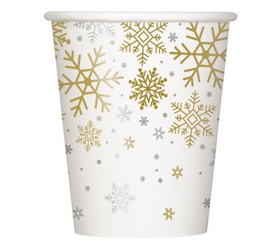 Holiday Snowflakes - 9oz Paper Cups 8 Ct