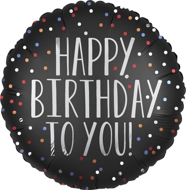 HBD To You Satin Dots - 18&quot; Helium Filled Foil Balloon, Ribbon