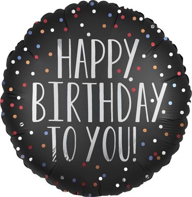 HBD To You Satin Dots - 18&quot; Helium Filled Foil Balloon, Ribbon