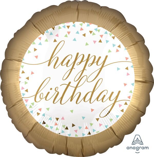 HB Pastel Confetti - 17&quot; Helium Filled Foil Balloon, Ribbon