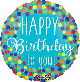 HB  To You Dots - 18&quot; Helium Filled Foil Balloon, Ribbon