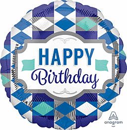 HB Tie Pattern  - 17&quot; Helium Filled Foil Balloon, Ribbon
