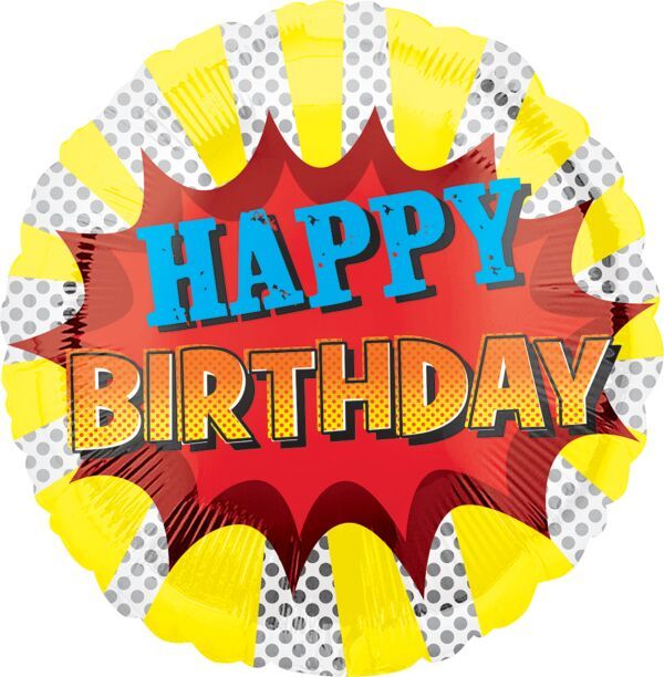 Super Hero Birthday   - 17&quot; Helium Filled Foil Balloon, Ribbon