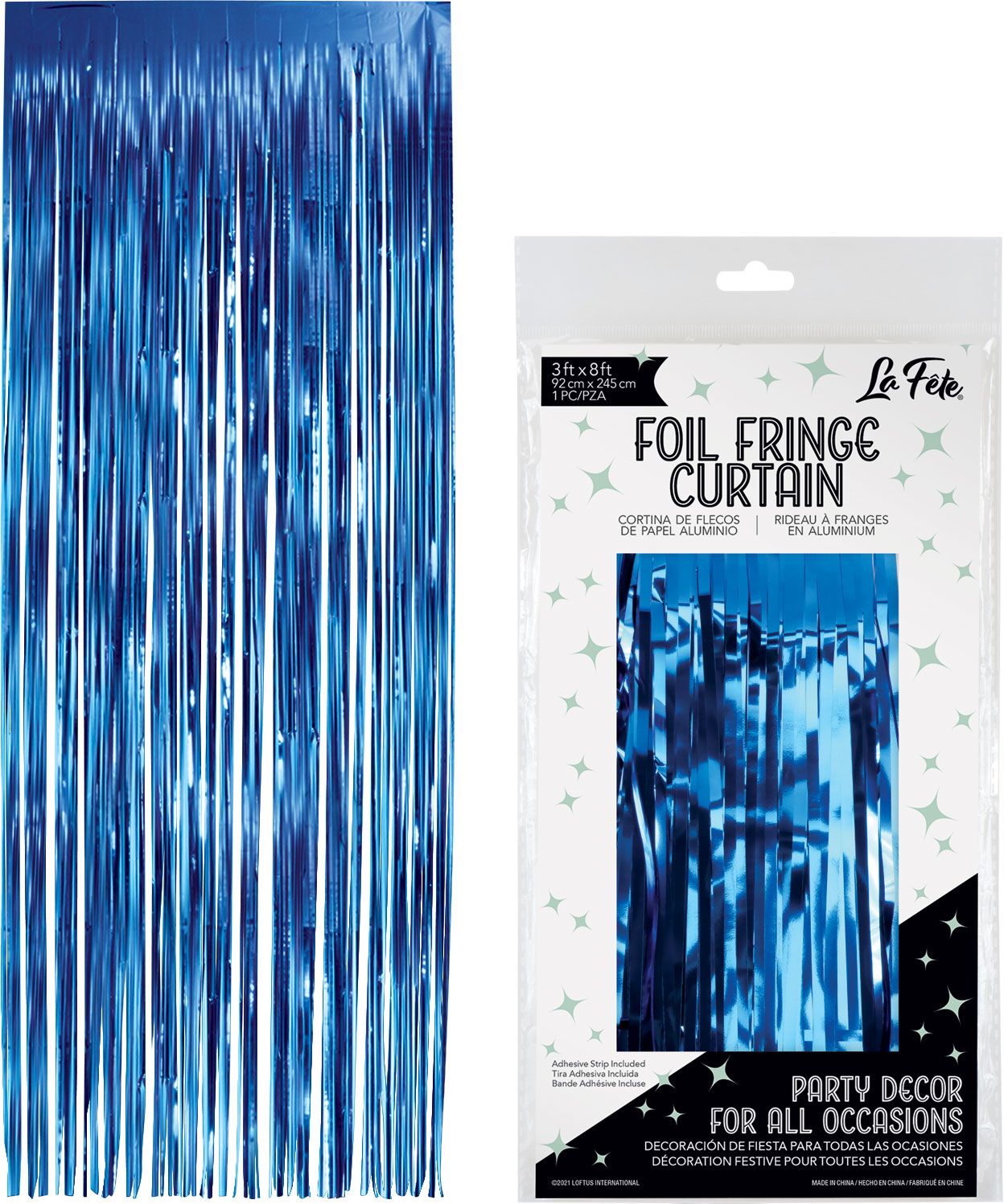 Foil Fringe Curtain, Color: Blue, Size: 3&#39;X8&#39;