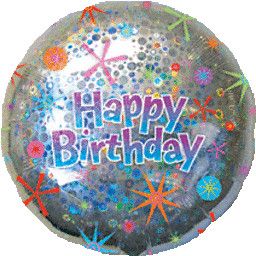 HB Circles Holographic - 32&quot; Helium Filled Foil Balloon, Ribbon