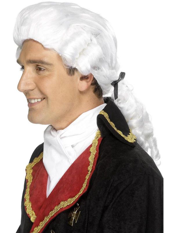 Court Wig - White w/Ribbons