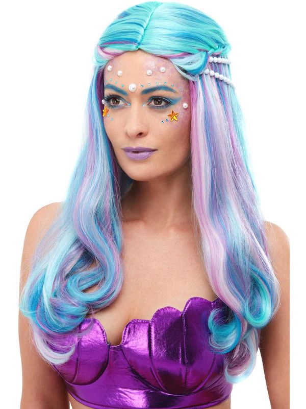 Mermaid Wig w/ Pearls - Blue