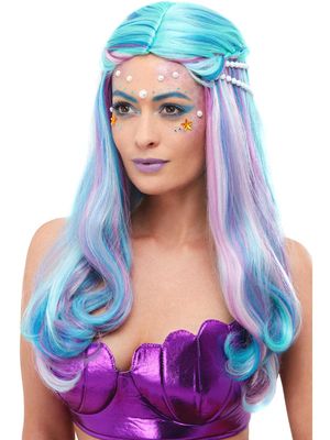 Mermaid Wig w/ Pearls - Blue