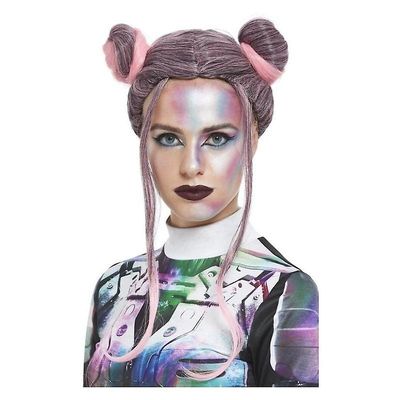 Space Bun Wig - Black/Pink