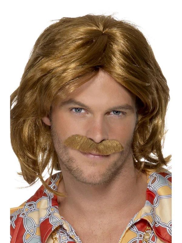 70&#39;s Super Trooper Wig &amp; Moustache - Brown