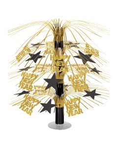 Happy New Year Cascade Centerpiece - Black/Gold