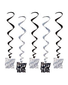Happy New Year Whirls - Black/Silver
