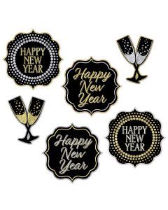 Happy New Year Cutout - Black/Gold