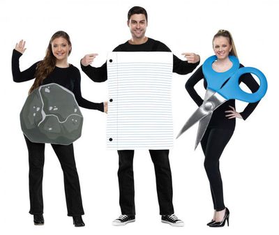 Rock, Paper, Scissors Set of 3 - Adult One Size