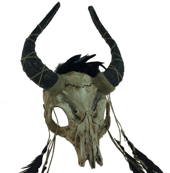 Goat Skull Voodoo Headpiece with Horns