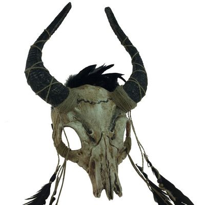 Goat Skull Voodoo Headpiece with Horns