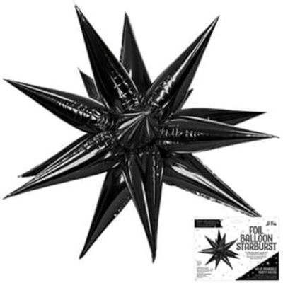 Black 3D Starburst Air Fill Foil Balloon
