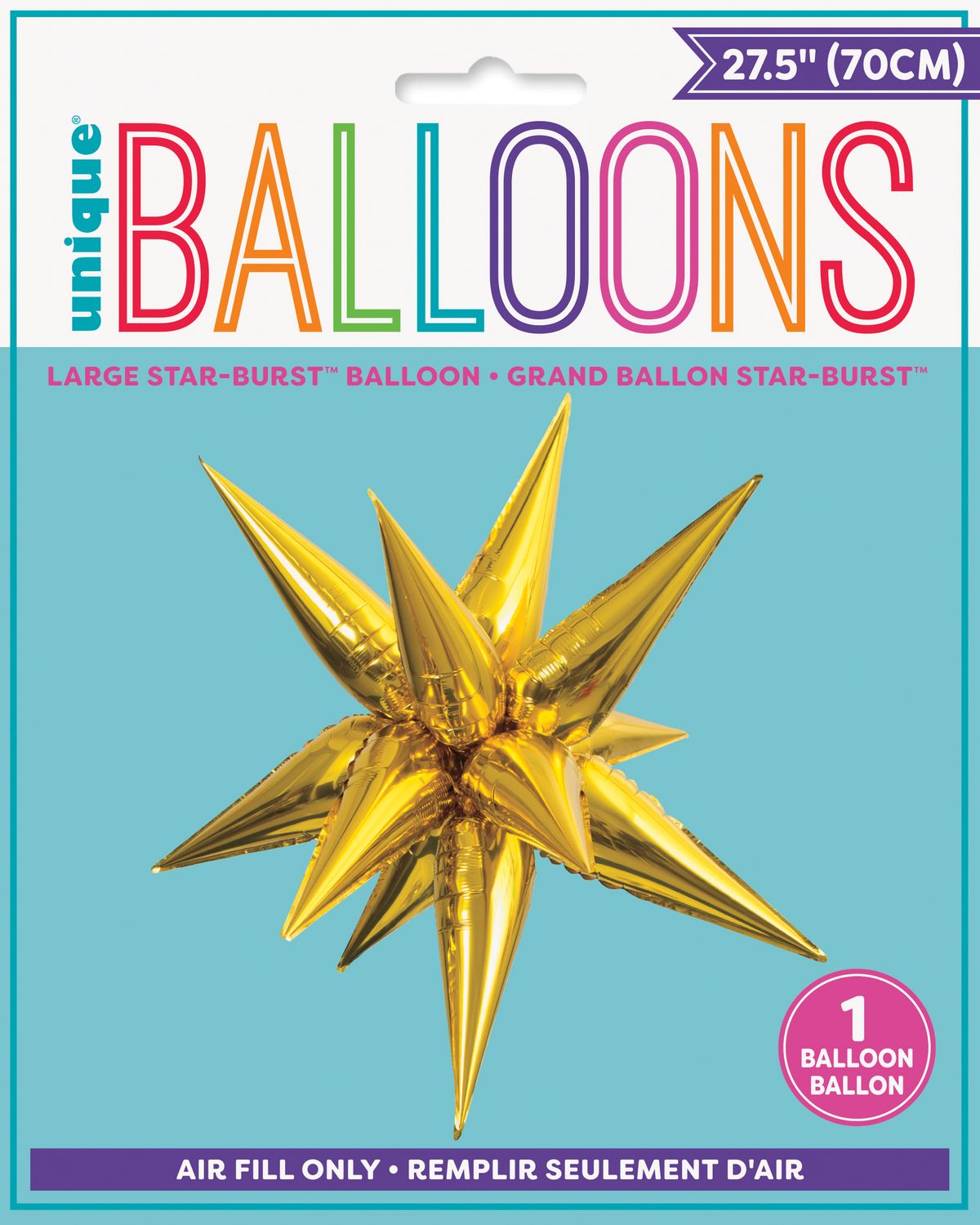 Gold 3D Starburst Air Fill Foil Balloon