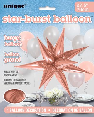 Rose  Gold 3D Starburst Air Fill Foil Balloon