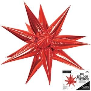 Red 3D Starburst Air Fill Foil Balloon
