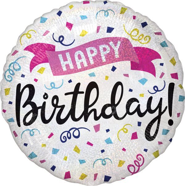 HB Sparkle Banner Holographic - 18&quot; Helium Filled Foil Balloon, Ribbon