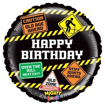 Mighty Bright HB Old Age Signs - 21&quot; Helium Filled Foil Balloon, Ribbon