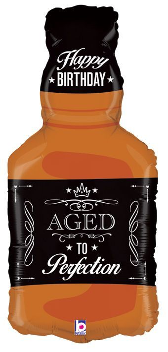 HB Aged to Perfection Whiskey - 27&quot; Helium Filled Foil Balloon, Ribbon