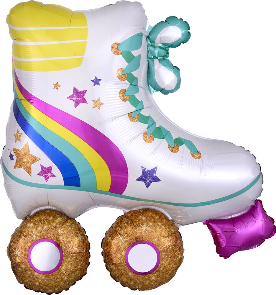 Roller Skate - 28&quot; Helium Filled Foil Balloon, Ribbon