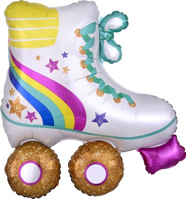 Roller Skate - 28&quot; Helium Filled Foil Balloon, Ribbon