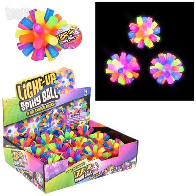 Light Up Rainbow Spiky Ball 3&quot; - 12 Ct Box