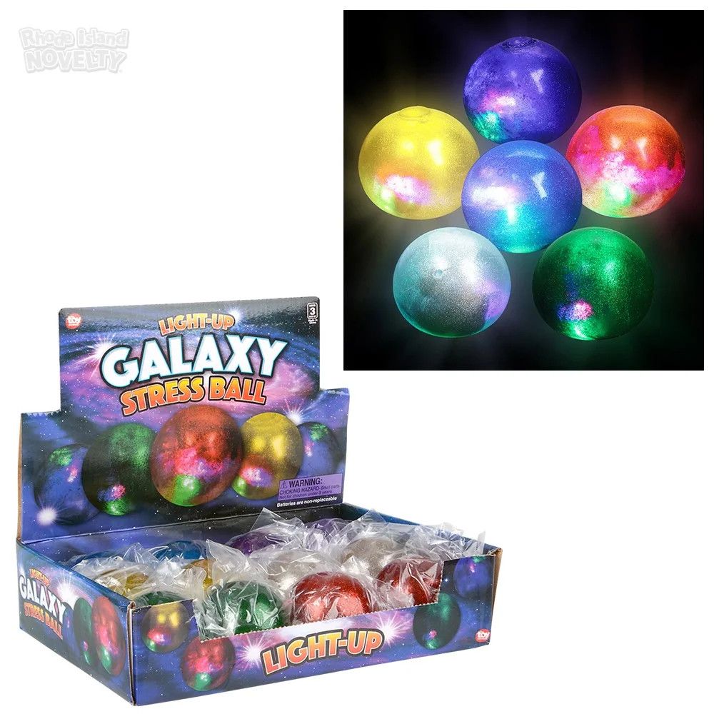 Light Up Galaxy Squeeze Ball 2.5&quot; - 12 Ct Box