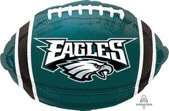 Philadelphia Eagles Football - 18&quot; Helium Filled Foil Balloon, Ribbon