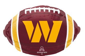 Washington Commanders Football - 18&quot; Hellium Filled Foil Balloon, Ribbon