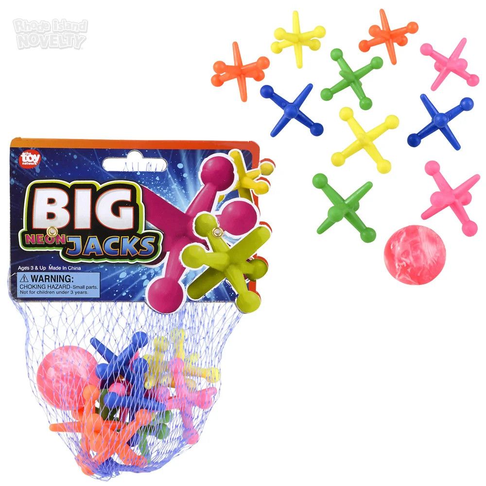 Big Neon Jacks Set 1.75&quot; - 12 Ct Box